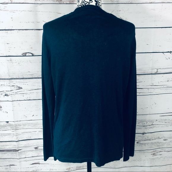 August Silk Knit Button Up Cardigan Sweater Navy L - Picture 4 of 8